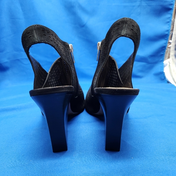 Vince Camuto Kellija Black Suede Open Toe Heels Size 10M - Picture 5 of 11
